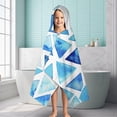 thumbnail image 6 of Blue Watercolor Triangle Pattern Hooded Bath Towel，60"x35" for Ages 3 To 12 Kids, Quick Dry Lightweight Soft Microfiber Hood Beach Towel Cover Up for Kids, 6 of 7