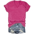 thumbnail image 6 of Fgnfyis T Shirts for Women Cap Sleeve Summer Casual V Neck Solid Color Tops Loose Fit Blouse Short Sleeve Womens Tops Hot Pink_002 M, 6 of 7