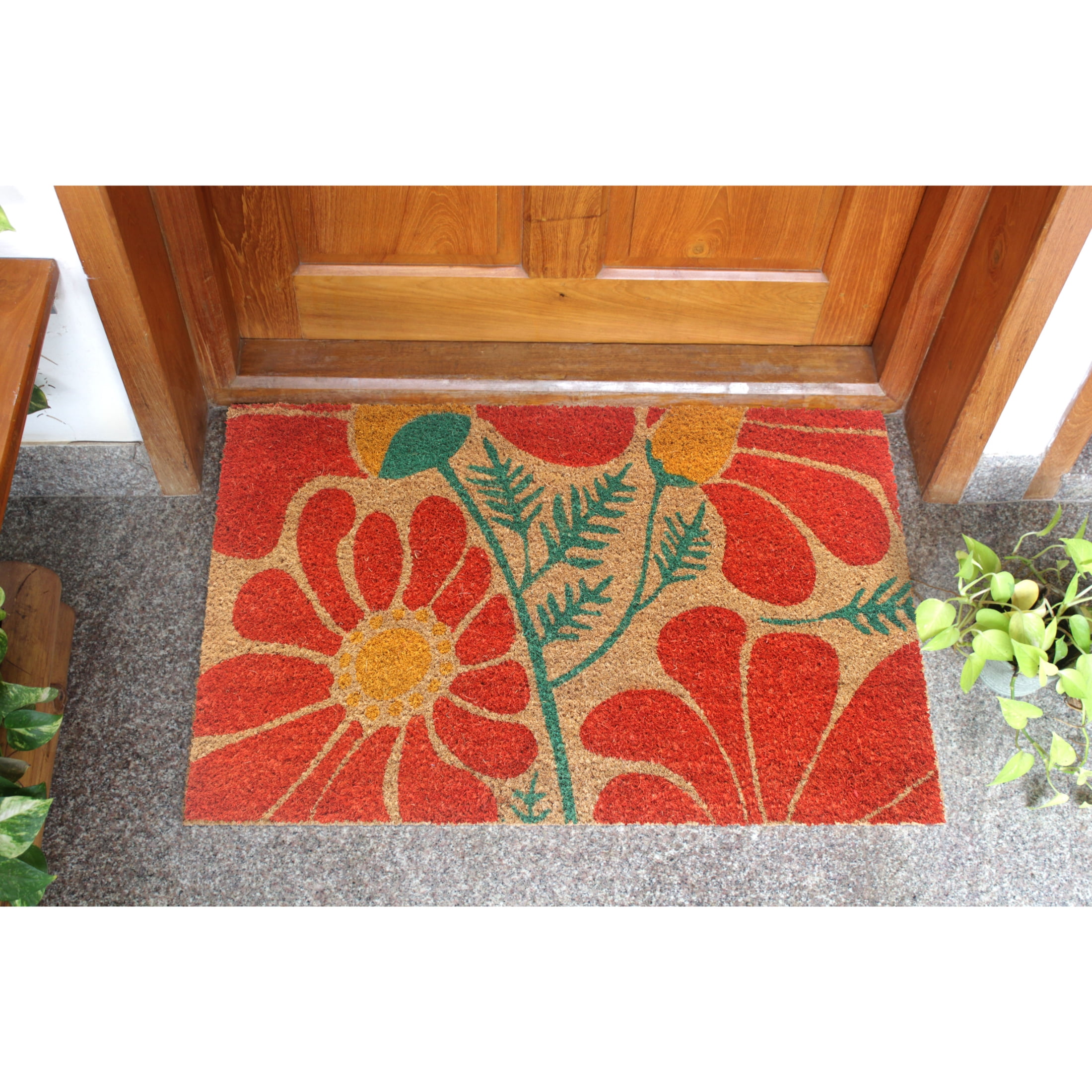 RugSmith Multi Machine Tufted Folk Flowers Doormat, 18"x30"