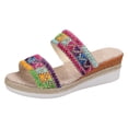 thumbnail image 1 of IUJSOY Sandales Compensées à Plateforme pour Femmes Espadrilles à Deux Brides Broderie Colorée à Enfiler, 1 of 9