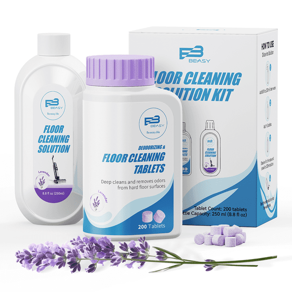 Beasy Floor Cleaner Tablet Deep Cleans Hard Floors Residue and Streak Free Suitable for All Robot Vacuum Cleaners and Cordless Wet Dry Vacuum Mop 200 Pack Lavender Scent