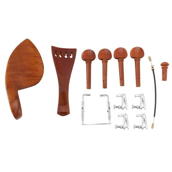 A Natural Jujube wood 4/4 violin Parts accessories Fine-Tuning, Chinrest Chin Rest, Strings, Tail Nail, Tail Rope, Screw, Drawplates, Knob