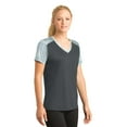 thumbnail image 4 of Sport-Tek Ladies CamoHex Colorblock Neck Tee-S (Iron Grey/ White), 4 of 6