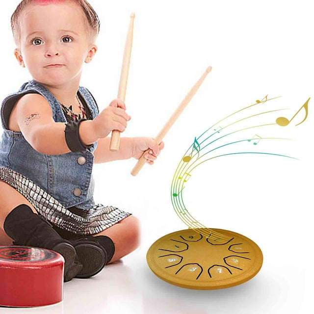Aqestyerly Tambour à Langue en Acier 4,5 Pouces 8 Notes Instrument de Musique pour Adultes Premium Tambour à Main Son Clair et Propre