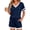 Navy Blue, variant on Two Piece Sets for Women Summer Lounge Short Sets V Neck Color Block Casual Summer Sweatsuit with Pocket