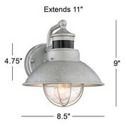 John Timberland Oberlin Rustic Industrial Farmhouse Outdoor Barn Light Fixture Galvanized Dusk to Dawn Motion Sensor 9 Clear Seedy Glass for Exterior