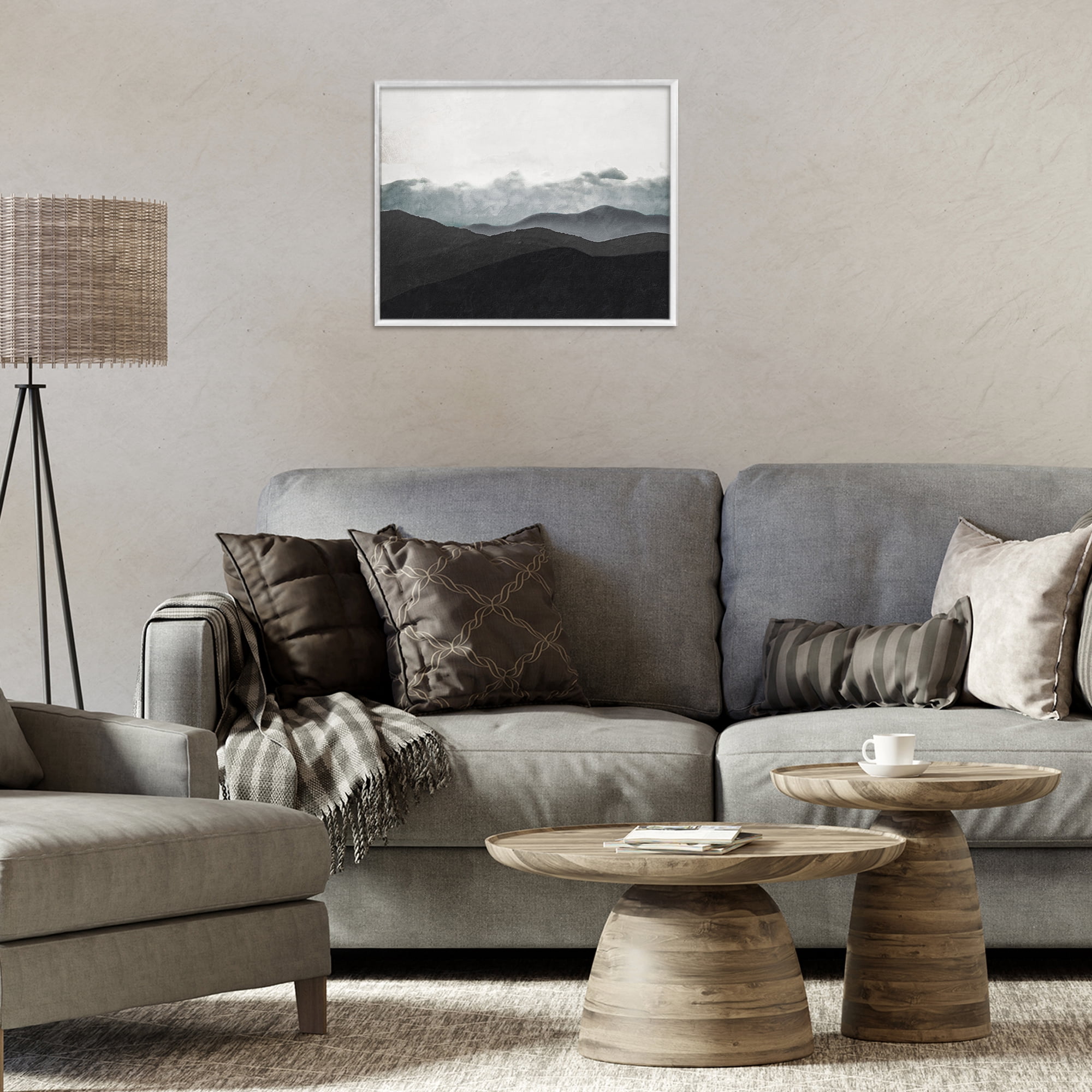 Stupell Industries Layered Foggy Hills White Framed Giclee Art, design by Elizabeth Medley