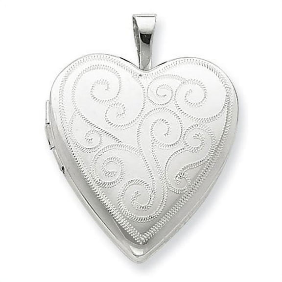 Sterling Silver Swirl Design Heart Locket - 3/4 Inch X 3/4 Inch