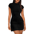 thumbnail image 2 of Vestido de Verano para Mujer, Cuello Alto, Corta, Minivestido de Fiesta, Negro, Talla XXL, 2 of 8