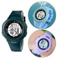 thumbnail image 4 of Reloj deportivo digital para niños y niñas, resistente al agua, para exteriores, electrónico, de pulsera. Verde oscuro, 4 of 8