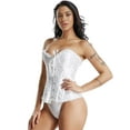 thumbnail image 4 of VASLANDA Women's Lace up Boned Plus Size Overbust Corset Bustier Top with G-String, 4 of 5