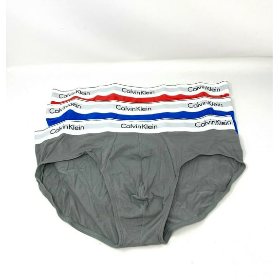 Calvin Klein Cotton Stretch Hip Brief 3 Pack Men's Underwear Red Blue Gray