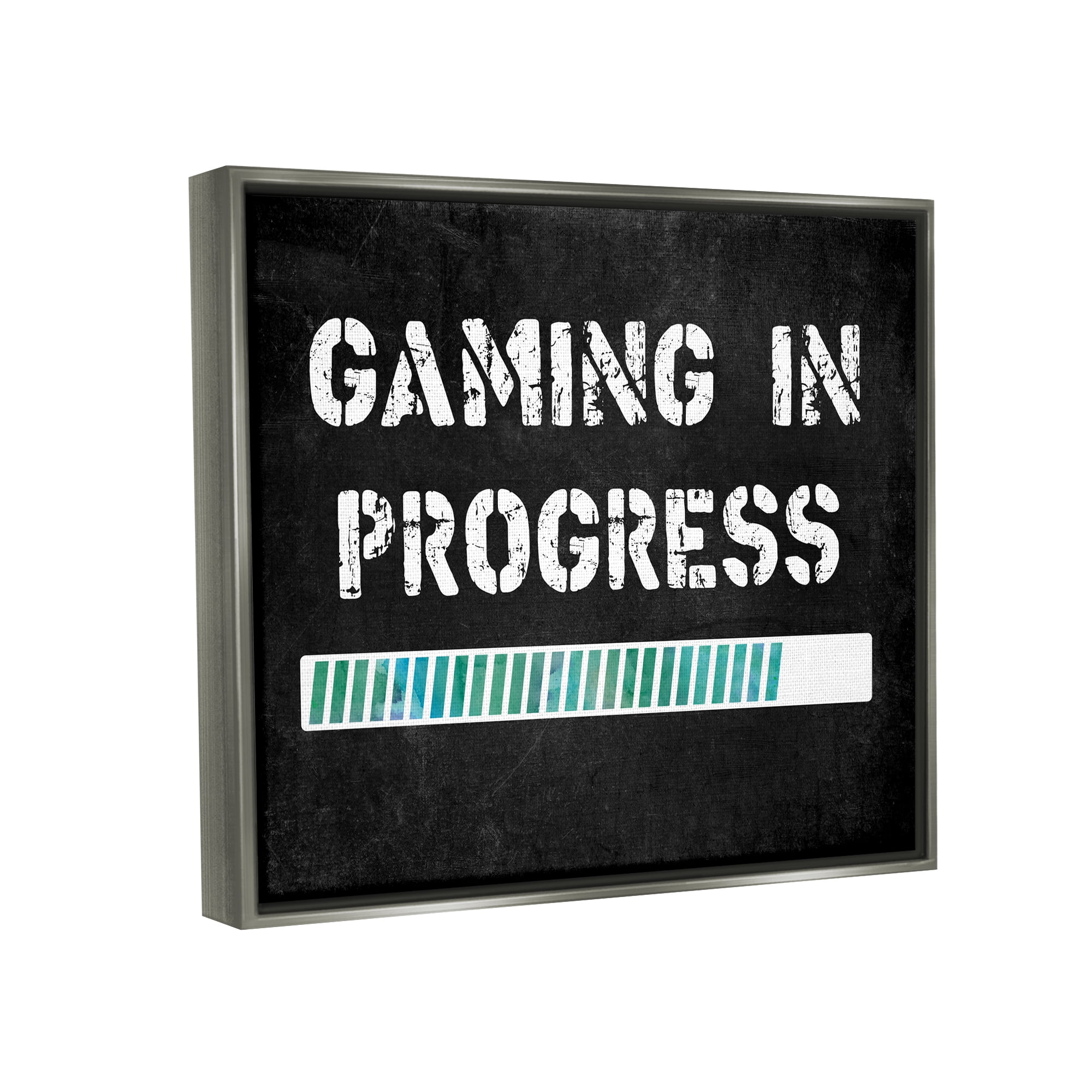 Stupell Industries Gaming In Progress Bar Inspirational Painting Gray Floater Framed Canvas Art Print Wall Art, 21 x 17