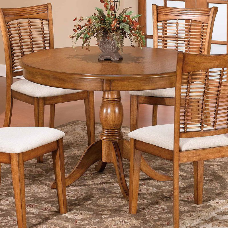 Round Pedestal Dining Table Oak, 44 Round Dining Table With Leaf