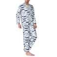 thumbnail image 2 of Fotbe Blue Fish Pijama de Hombre con Estampado de Manga Larga, Conjunto de 2 Piezas, Ropa de Dormir Suave y Cómoda con Bolsillos-Small, 2 of 7