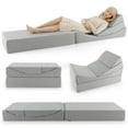 thumbnail image 1 of Costway Canapé-Lit Pliant Convertible 4-en-1 Futon de Sol Fauteuil-Lit Simple Gris, 1 of 9