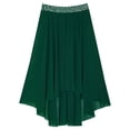 thumbnail image 4 of YUUMIN Kids Girls Shiny Rhinestone Split High Low Mesh Skirts Lyrical Contemporary Modern Ballet Dance Skirts Green 14, 4 of 6
