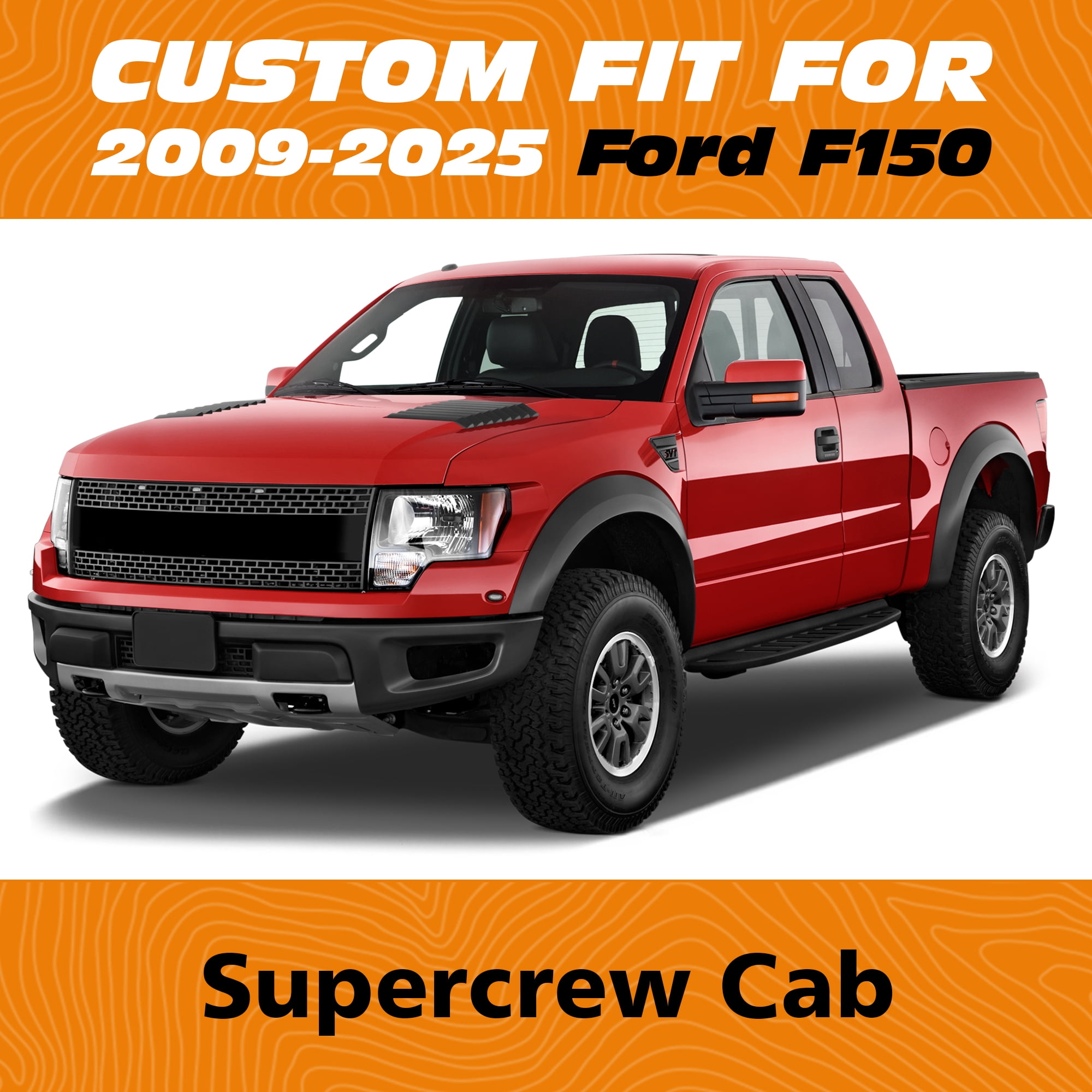 Seat Covers Full Set for Ford F150 2009-2025, 5 Seat Full Set Waterproof Seat Cushion, Anti-Slip, Breathable, Compatible with F250/F350/F450 2017-2025, (Black&Red)