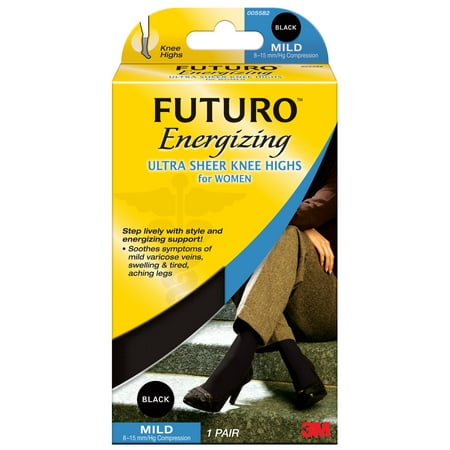 UPC 051131200869 product image for FUTURO Energizing Ultra Sheer Knee Highs for Women, Mild, Black, Large, 1 pr | upcitemdb.com