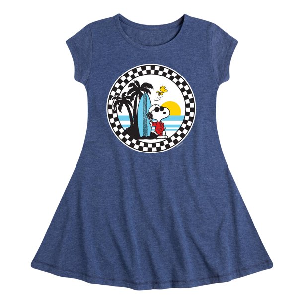 Peanuts Snoopy Surfs Up Toddler And Youth Girls Fit And Flare Dress Walmart Com