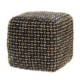 thumbnail image 2 of LR Home Medium Embroidered Geometric Indoor Square Pouf, Black/Yellow, 16" x 16" x 16", 2 of 7