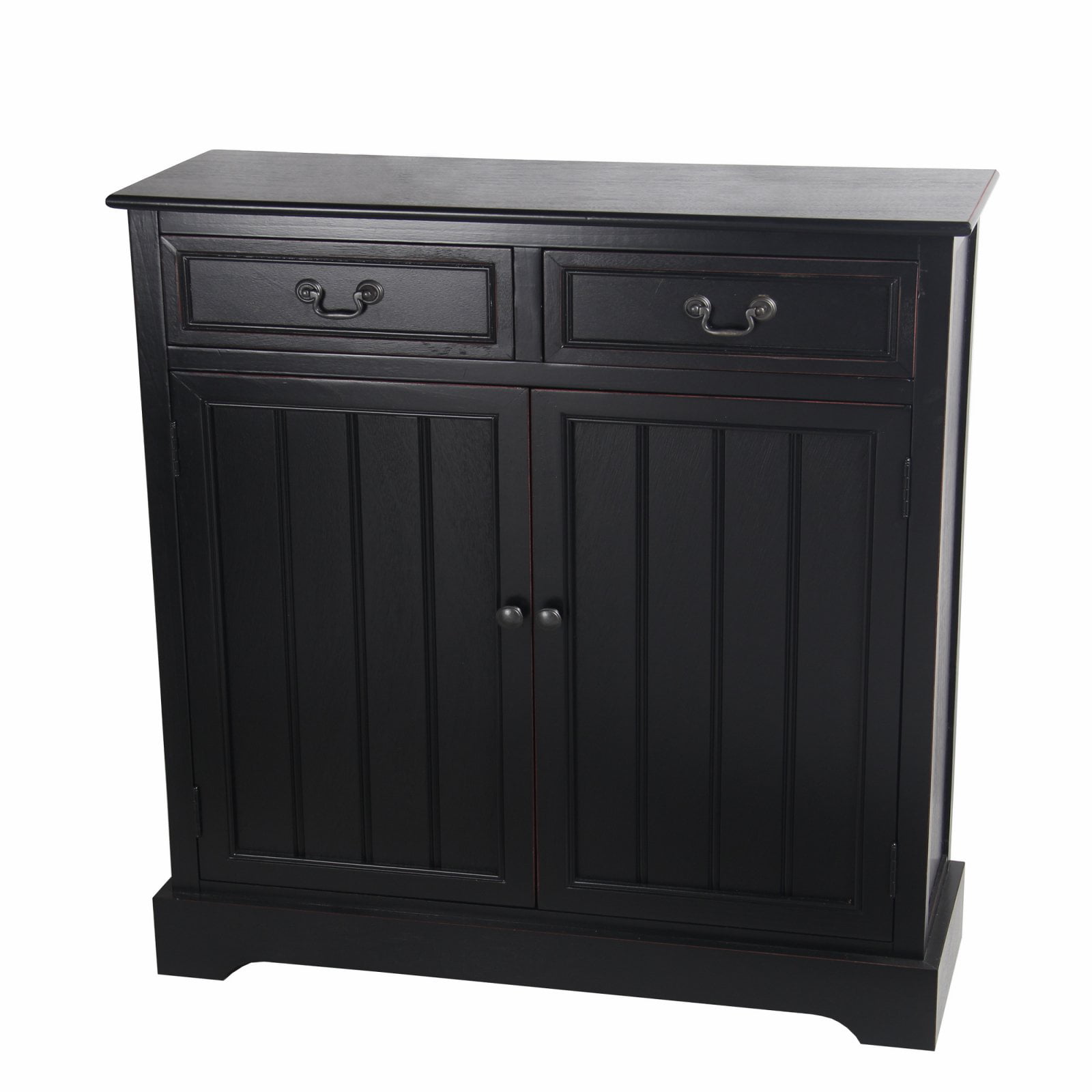 2 Drawer Door Black Accent Chest, Small Black Accent Cabinet With Doors