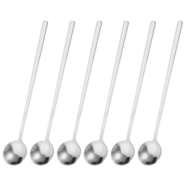 Unique Bargains 6Pack 7' Stainless Steel Long Handle Teaspoon Coffee Spoon for Stirring, Silver