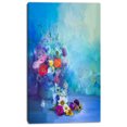 thumbnail image 2 of Little Flowers on Blue Background - Large Floral Canvas Artwork, 2 of 4