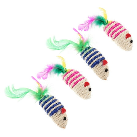 FRCOLOR Cute Mouse Shape Cat Toys for Indoor Cats Made of Sisal Assorted Color 4pcs
