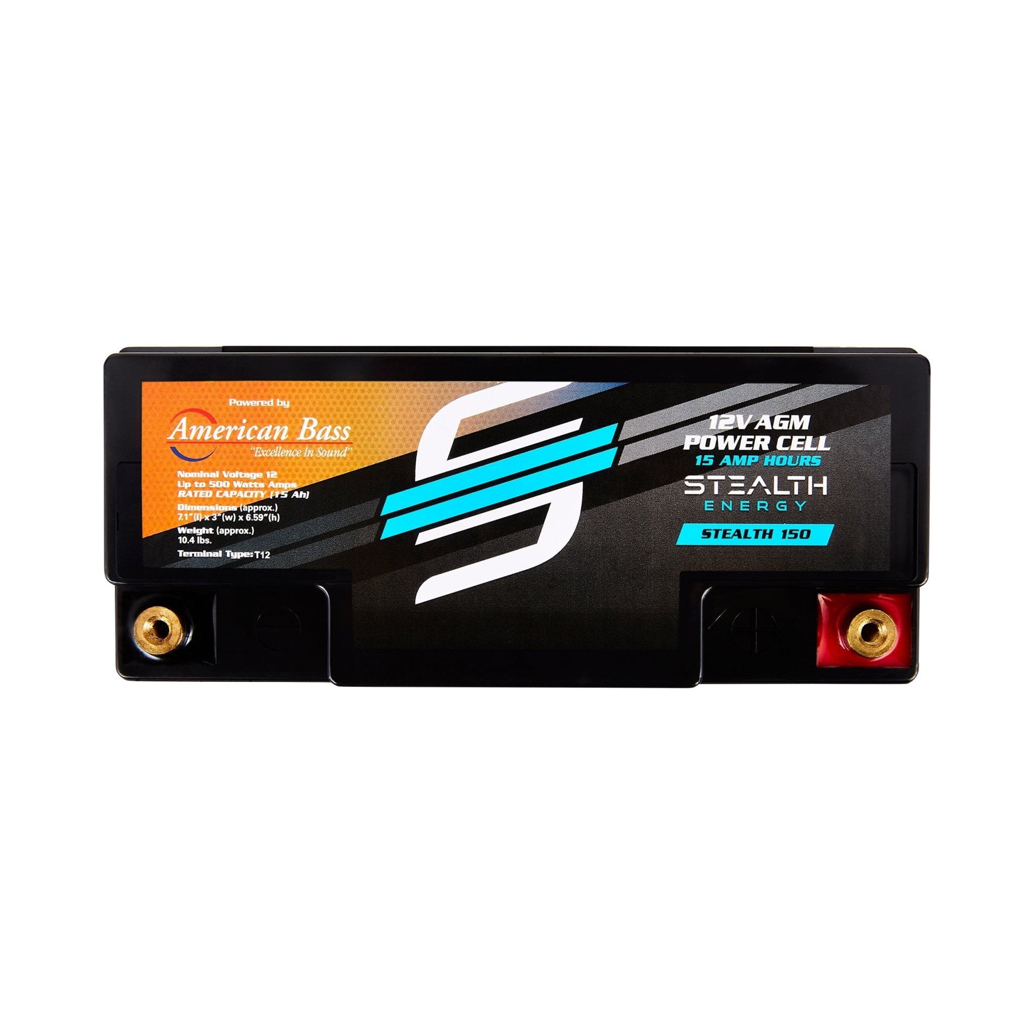 American Bass Audio Stealth 150 12V 15Ah AGM Battery  Maintenance-Free, Sealed Power for Car Audio & More