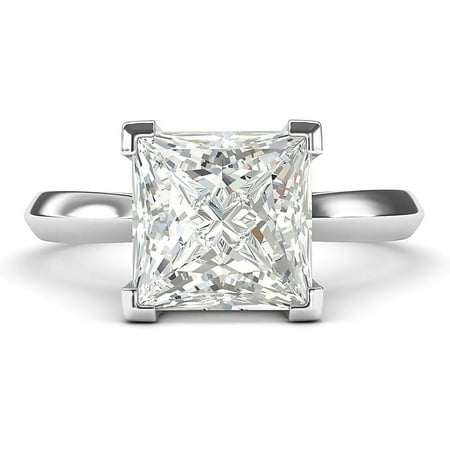 Jewelerix 18K White Gold Ring Princess Cut Diamond Engagement Ring 1 CT Anniversary Gift for Women