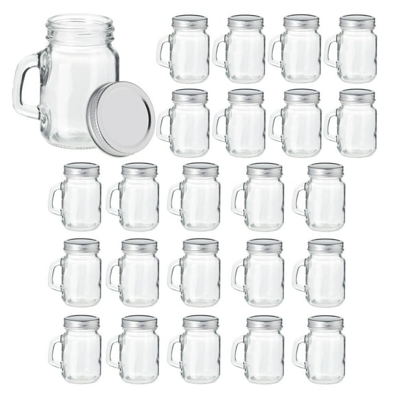 24-Pack Clear Mason Jars 4 oz with Lids and Handles, Bulk Pack