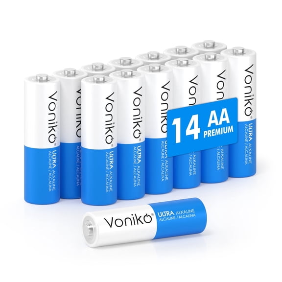 Voniko 1.5 Volts Alkaline AA Batteries 14 Pack, Long-Lasting Double a Battery for Household Devices