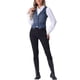 thumbnail image 2 of Chaleco de mezclilla sin mangas para mujer INSPIRE CHIC, con cuello en V y botones, casual, talla XL, color azul, 2 of 6
