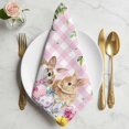 thumbnail image 2 of Spring Easter Cloth Napkins, Watercolor Floral Eggs Rabbits Leaf Pink Plaid Washable and Reusable Dinner Napkins Set of 4, Table Napkin for Kitchen Party Birthday Wedding Hotel Housewarming 20"x20", 2 of 9