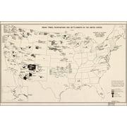 24"x36" Gallery Poster, map Indian tribes reservations United States 1939