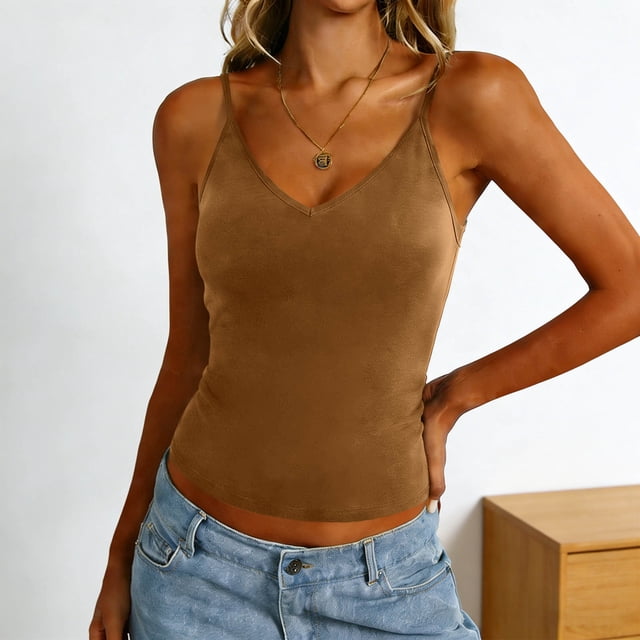 Roncen Womens Workout Tank Tops Racerback Summer 2026 Camisole Top V Neck Ribbed Sleeveless Beach Fashion Clothes