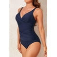 thumbnail image 3 of SMZ Women's Tummy Control One-Piece Swimsuit - Retro Vintage Style, Padded Push-Up, Ruched Design for Slimming Effect, 3 of 5