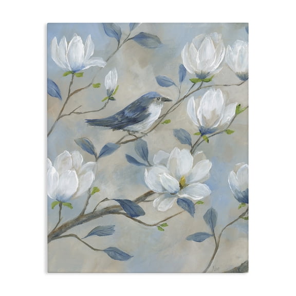 Stupell Industries Blue Bird & Magnolia Canvas Wall Art, design by Nan