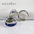 thumbnail image 3 of Adjustable size Wedding Ring Sets His And Hers Couples Women Blue Diamond Moissanite Sterling Silver Man Titanium Wedding Bands, 3 of 8
