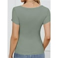 thumbnail image 6 of Women Short Sleeve Scoop Neck Tops Shirts Fitted Summer Tshirt Tee, 6 of 7