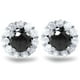 1ct Noir Spinelle Goujons & Diamant Halo Boucles d'Oreilles Vestes 14K Or Blanc – image 1 sur 3