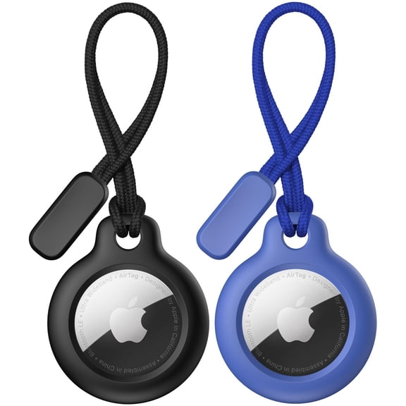 SENHAWK Twist Lock AirTag Holder Case, Silicone Protective Cover with Nylon Strap, Compatible with Apple AirTag, Anti-Scratch GPS Tracker Accessories for Keys Luggage, 2 Pack