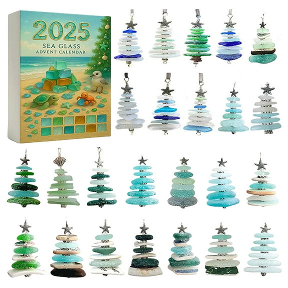 Sea Glass Christmas Tree Advent Calendar: Ocean & Christmas Combined Festive Holiday Decor