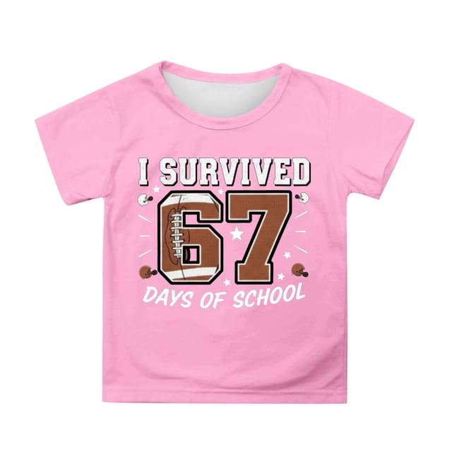 Rhuody T-Shirts pour Garçon Blouse à Col Rond T-Shirt à Manches Courtes Rentrée des Classes Hauts à Imprimés de Chiffres de Dessin Animé Combinaison Confortable Rose 6-7 Ans