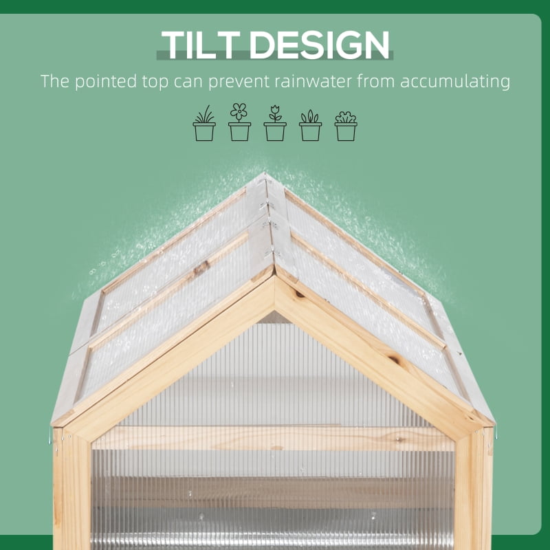 Alvantor Natural 48x24x32 Wooden Raised Garden Bed with Greenhouse Cover, Frame Planter for Plants