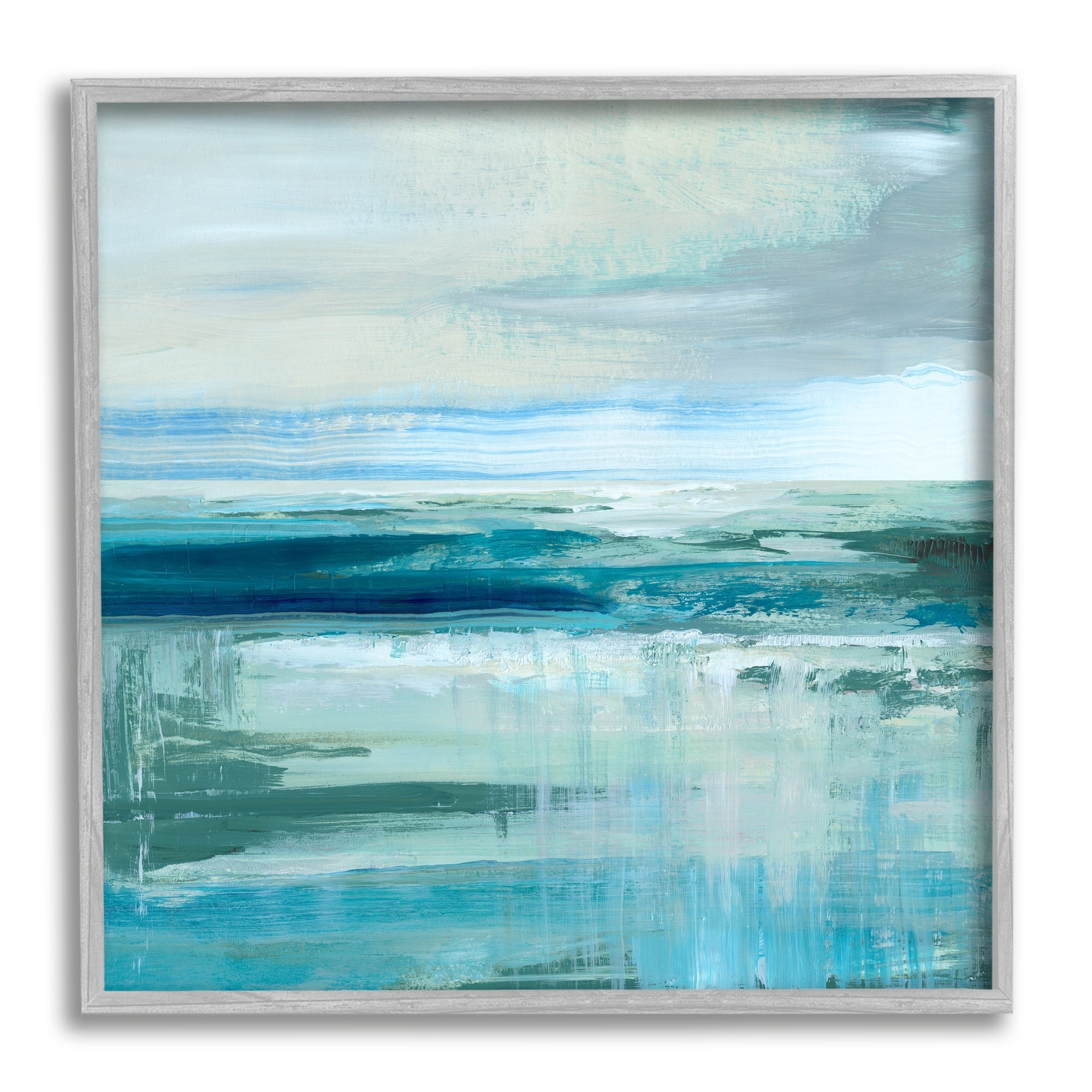 Stupell Industries Abstract Ocean Horizon Modern Nautical Painting Blue Green, 24 x 24,Design by Nan