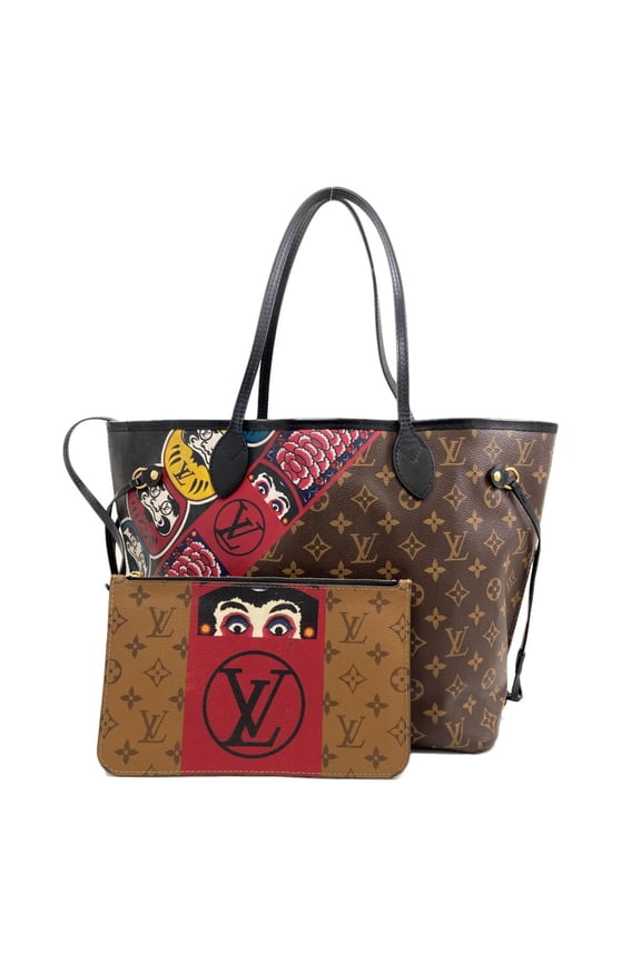 Pre-Owned Louis Vuitton M43499 Neverfull MM Kansai Yamamoto Collaboration Daruma Kabuki Tote...