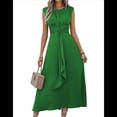 thumbnail image 2 of Vestido Midi Informal de Verano Sin Mangas para Mujer, Ajustado, con Lazo en la Cintura, , para Vacaciones, 2025 Verde M, 2 of 10