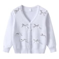 thumbnail image 3 of Kogui Little Girl Sweaters Girls Cropped Cardigan Sweater Kids Cute Long Sleeve Knitted Sweaters Tops Size 9-10 (White,9-10 Years), 3 of 9